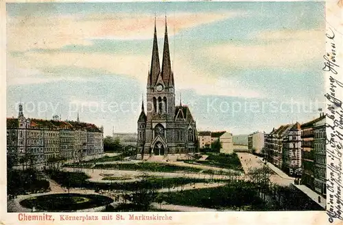 AK / Ansichtskarte Chemnitz Koernerplatz Sankt Markuskirche Kat. Chemnitz