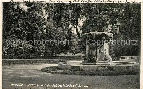 AK / Ansichtskarte Chemnitz Denkmal Schlossteichinsel Brunnen Kat. Chemnitz