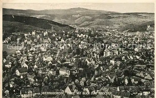 AK / Ansichtskarte Wernigerode Harz Panorama mit Brocken Kat. Wernigerode