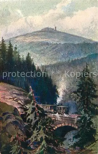 AK / Ansichtskarte Brockenbahn Panorama mit Brocken Kat. Bergbahn