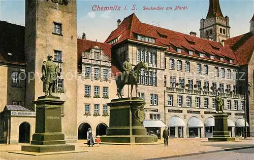 AK / Ansichtskarte Chemnitz Denkmaeler am Markt Kat. Chemnitz