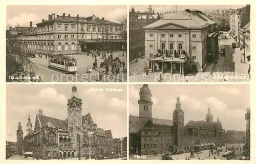 AK / Ansichtskarte Chemnitz Hauptbahnhof Schauspielhaus Markt Neues Rathaus Kat. Chemnitz