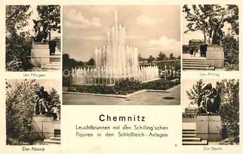 AK / Ansichtskarte Chemnitz Leuchtbrunnen Schilling Figuren Schlossteich Anlagen Kat. Chemnitz
