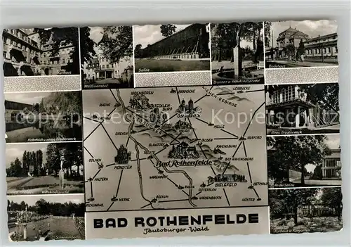 AK / Ansichtskarte Bad Rothenfelde Kahnteich Schwimmbad Kurgarten Kurhaus Saline Gradierwerk Kat. Bad Rothenfelde