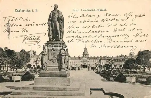 AK / Ansichtskarte Karlsruhe Baden Karl Friedrich Denkmal 