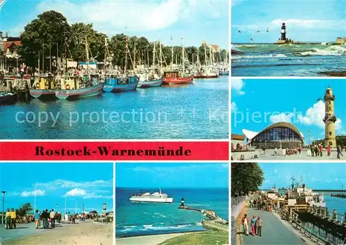 AK / Ansichtskarte Rostock Warnemuende Alter Strom Seepromenade An der Mole Konsum Gaststaette Teepott Leuchtturm Kat. Rostock