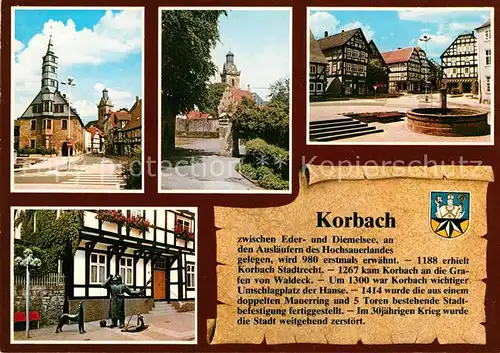 AK / Ansichtskarte Korbach Kirche Schloss Markt Fachwerkhaeuser Kat. Korbach