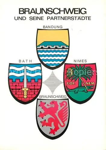 AK / Ansichtskarte Braunschweig Wappen von Bandung Bath Nimes Braunschweig Kat. Braunschweig