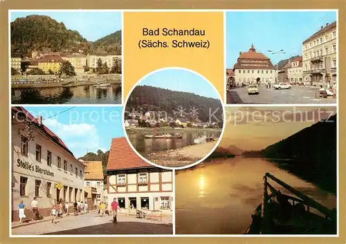 AK / Ansichtskarte Bad Schandau Teilansicht Markt Poststrasse Dampferanlegestelle Elbepartie Kat. Bad Schandau