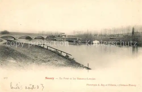 AK / Ansichtskarte Saacy sur Marne Le Pont et les Bateaux Lavoirs Kat. Saacy sur Marne