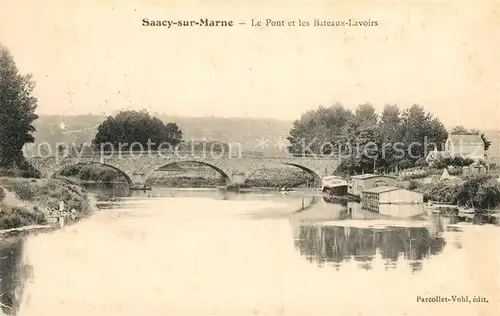 AK / Ansichtskarte Saacy sur Marne Le Pont et les Bateaux Lavoirs Kat. Saacy sur Marne