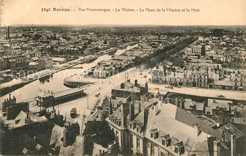 AK / Ansichtskarte Rennes Vue panoramique La Vilaine Place de la Mission et le Mail Kat. Rennes