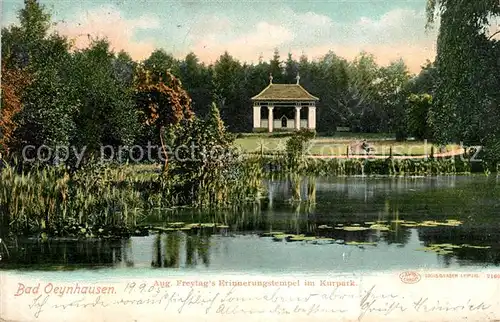 AK / Ansichtskarte Bad Oeynhausen August Freytags Erinnerungstempel im Kurpark Teich Kat. Bad Oeynhausen