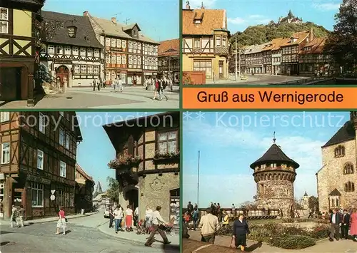 AK / Ansichtskarte Wernigerode Harz Markt Schoene Ecke Pfarrstrasse Feudalmuseum Schloss Wernigerode Schlosshof Kat. Wernigerode