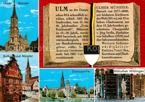 AK / Ansichtskarte Ulm Donau Ulmer Muenster Rathaus Donaupartie Bibliothek Wiblingen Kat. Ulm