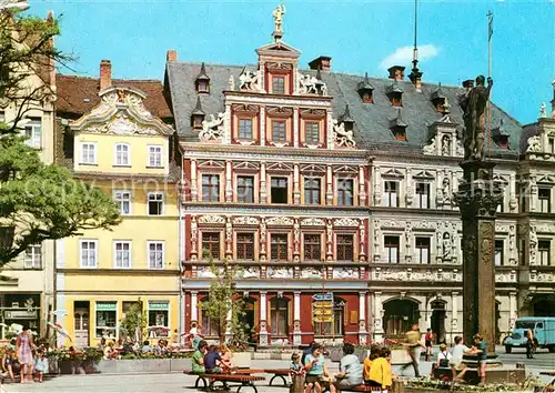 AK / Ansichtskarte Erfurt Fischmarkt mit Roland Haus zum Breiten Herd Gildenhaus Kat. Erfurt