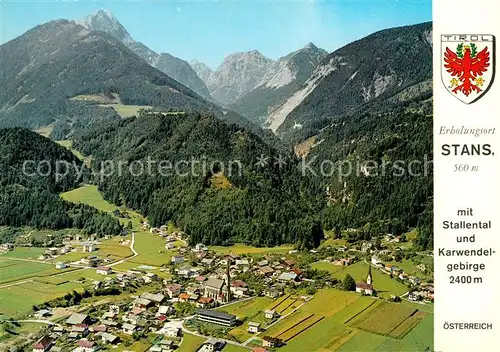 AK / Ansichtskarte Stans Tirol mit Stallental und Karwendelgebirge Fliegeraufnahme Kat. Stans