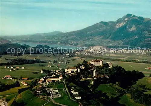 AK / Ansichtskarte Gruyeres FR Vue aerienne et Lac de Gruyeres Kat. Gruyeres