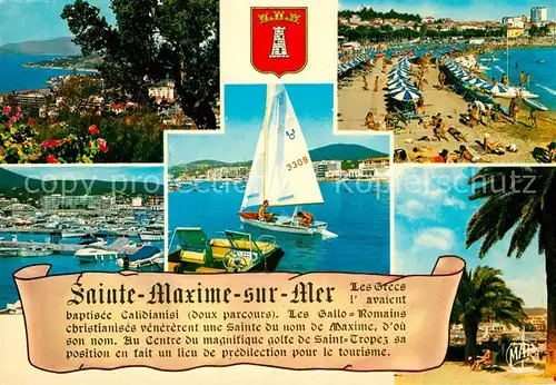 AK / Ansichtskarte Sainte Maxime sur Mer Var Panorama Cote d Azur Plage Port Place des palmiers Kat. Sainte Maxime