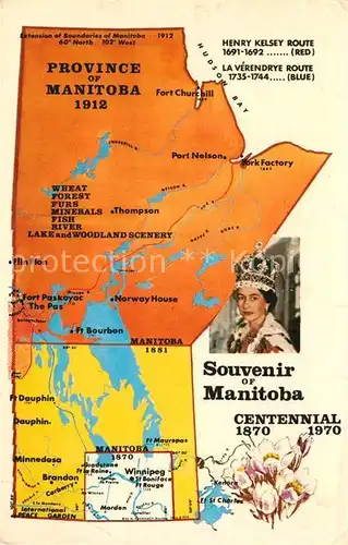 AK / Ansichtskarte Manitoba Gebietskarte von 1912 Kat. Kanada