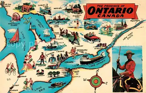 AK / Ansichtskarte Ontario Canada Gebietskarte Mounty Kat. Kanada