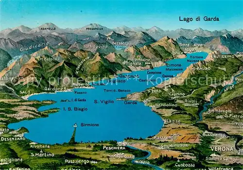 AK / Ansichtskarte Lago di Garda Panoramakarte Kat. Italien