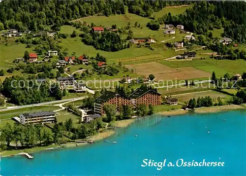 AK / Ansichtskarte Steindorf Ossiacher See Fliegeraufnahme Ferienhaeuser Haensel und Gretel
