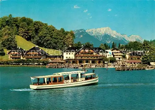 AK / Ansichtskarte Koenigssee Seelaende mit Untersberg Ausflugsdampfer Hotels