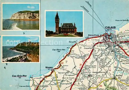 AK / Ansichtskarte Calais De Calais au Cap Gris Nez Landkarte Kueste Kat. Calais