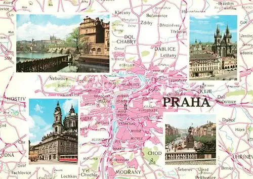 AK / Ansichtskarte Praha Prahy Prague Hradcany Tynsky chram Chrom sv Mikulase Vaclavske namesti Stadtplan Kat. Praha