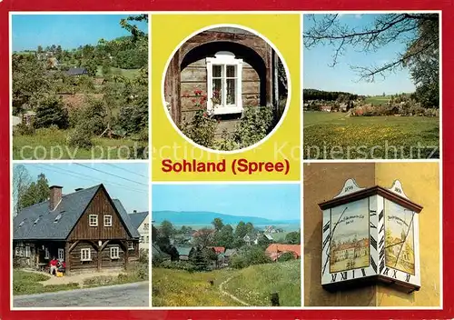AK / Ansichtskarte Sohland Spree Oberdorf Fenster Umgebindehaus Heimatmuseum Sonnenuhr Kat. Sohland Spree