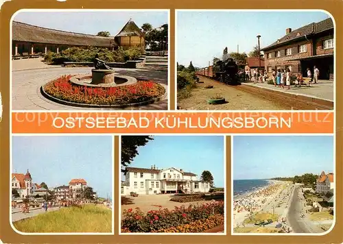 AK / Ansichtskarte Kuehlungsborn Ostseebad Konzertgarten Bahnhof Schmalspurbahn Strandpromenade Hotel Strand Kat. Kuehlungsborn