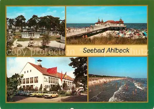 AK / Ansichtskarte Ahlbeck Ostseebad Urlauberdorf Seebruecke FDGB Erholungsheim Strand Kat. Heringsdorf Insel Usedom