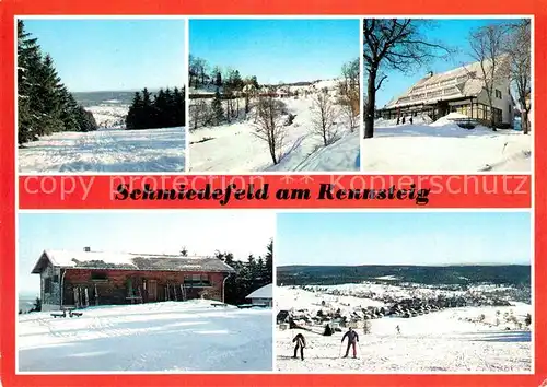 AK / Ansichtskarte Schmiedefeld Rennsteig Bahnhof FDGB Erholungsheim DSF Liftbaude Winterpanorama Kat. Schmiedefeld Rennsteig