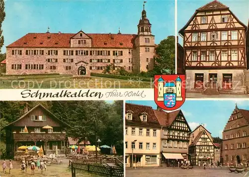 AK / Ansichtskarte Schmalkalden Schloss Wilhelmsburg Lutherhaus Fachwerkhaus HOG Ehrental Altmarkt Wappen Kat. Schmalkalden