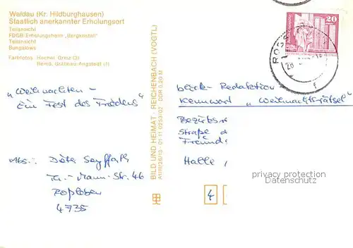 AK / Ansichtskarte Waldau Hildburghausen Teilansicht FDGB Erholungsheim Bergkristall Bungalows