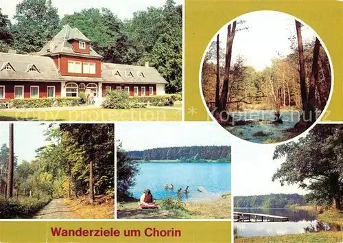 AK / Ansichtskarte Chorin Jugendherberge Wasserloch Plagefenn Waldweg Breitefenn Grosser Heiliger See Amtssee Kat. Chorin