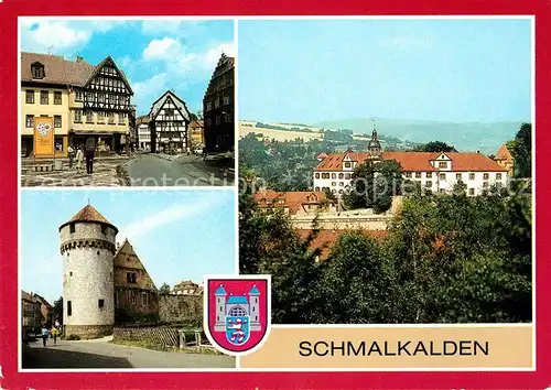 AK / Ansichtskarte Schmalkalden Altmarkt Pulverturm Schloss Wilhelmsburg Wappen Kat. Schmalkalden