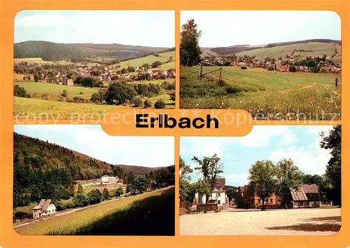 AK / Ansichtskarte Erlbach Vogtland Panorama Blick vom Wohlhausener Berg Landesgemeinde Tal Ernst Thaelmann Platz Kat. Erlbach Vogtland