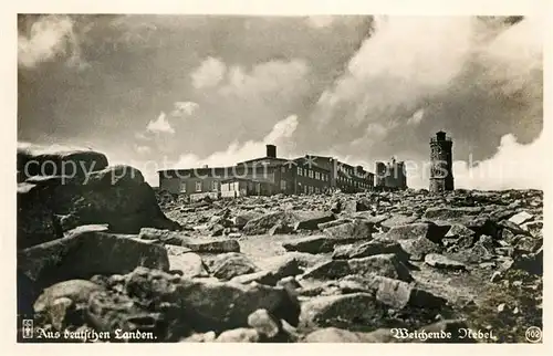 AK / Ansichtskarte Brocken Harz Brockenhaus Weichender Nebel