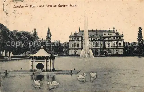 AK / Ansichtskarte Dresden Palais Teich Grossen Garten Kat. Dresden Elbe