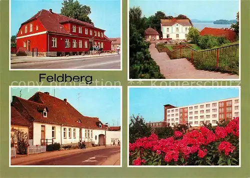 AK / Ansichtskarte Feldberg Mecklenburg Rathaus FDGB Erholungsheime Apotheke Blumenbeet Kat. Feldberger Seenlandschaft