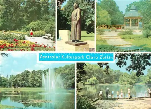 AK / Ansichtskarte Leipzig Zentraler Kulturpark Clara Zetkin Denkmal Statue Fontaene Pavillon Kat. Leipzig
