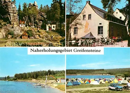 AK / Ansichtskarte Greifensteine Erzgebirge Naturtheater Konsumgaststaette Berghaus Freibad Greifenbachstauweiher Zeltplatz Kat. Typen