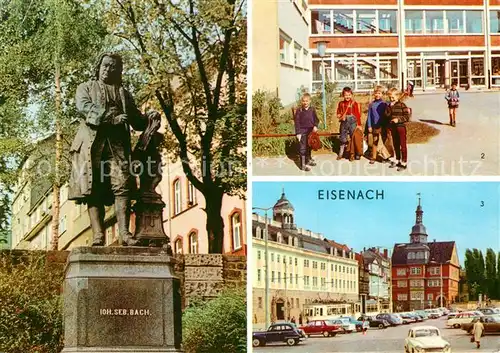 AK / Ansichtskarte Eisenach Thueringen Bach Denkmal Statue Polytechnische Oberschule Marktplatz Schloss Rathaus Kat. Eisenach