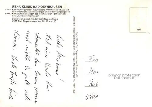 AK / Ansichtskarte Bad Oeynhausen Fliegeraufnahme Rehaklinik Kat. Bad Oeynhausen