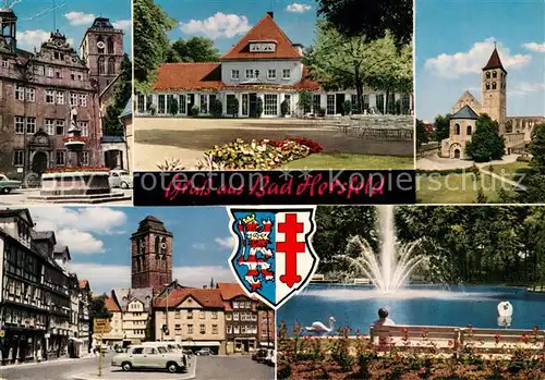 AK / Ansichtskarte Bad Hersfeld Am Rathaus Wandelhalle Stiftsruine Linggplatz Kurparkteich Kat. Bad Hersfeld