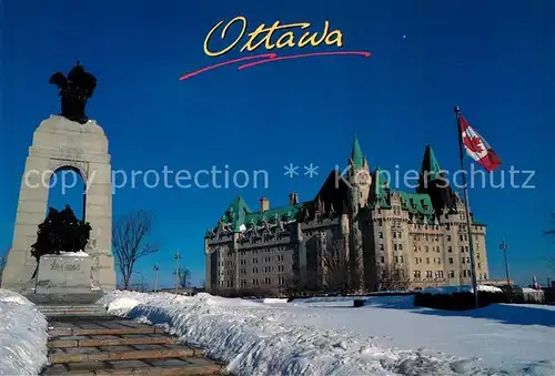 AK / Ansichtskarte Ottawa Ontario Chateau Laurier hotel Monument in winter Kat. Ottawa