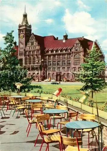 AK / Ansichtskarte Karl Marx Stadt Blick zum Rathaus Restaurant Terrasse Kat. Chemnitz