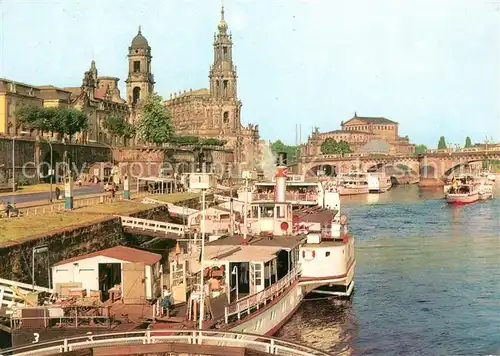 AK / Ansichtskarte Dresden Dampferanleger Bruehlschen Terrasse Kat. Dresden Elbe